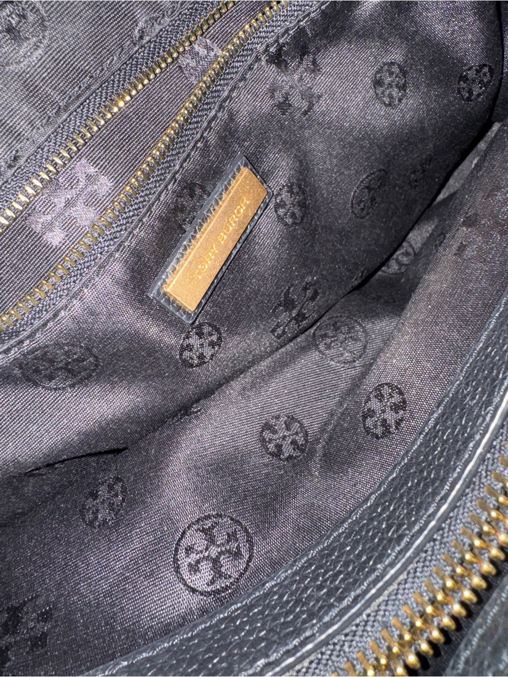 Tory Burch Black Leather Tote with Gold Chain Handles - Picture 10 of 11
